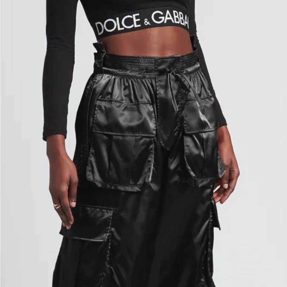 Dolce & Gabbana Black satin cargo pants size 40